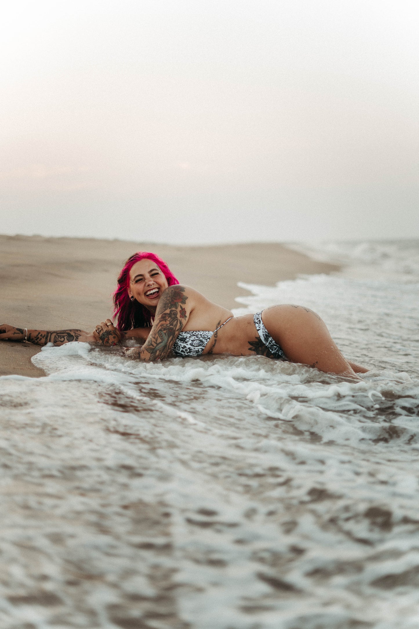 White Tattoo Flash Recycled high-waisted bikini bottom