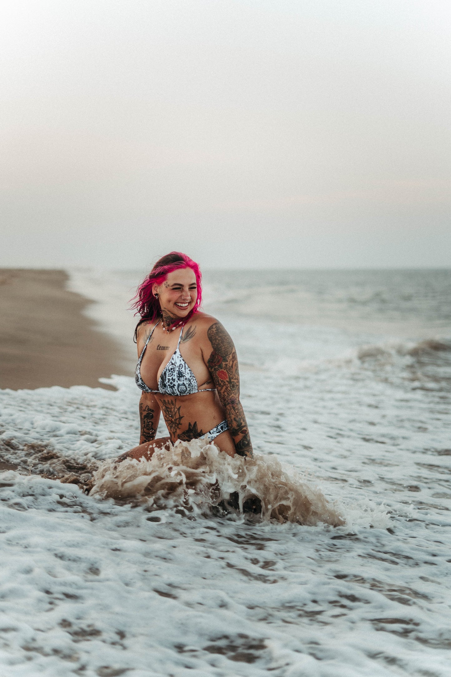 White Tattoo Flash Recycled high-waisted bikini bottom