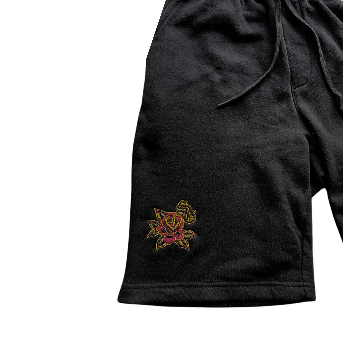 Embroidered Rose Shorts