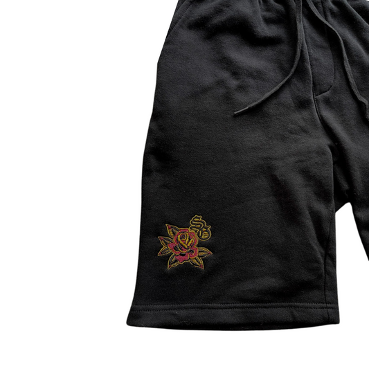 Embroidered Rose Shorts