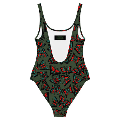 Butterfly One-Piece Swimsuit (Green Edition)
