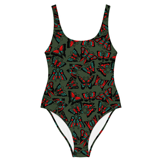 Butterfly One-Piece Swimsuit (Green Edition)