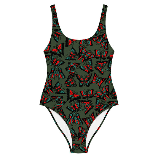 Butterfly One-Piece Swimsuit (Green Edition)