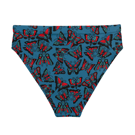Butterfly High-Waist Bikini Bottoms (blue edition)