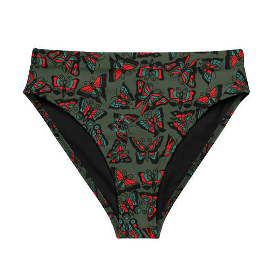 Butterfly High-Waist Bikini Bottoms (green edition)