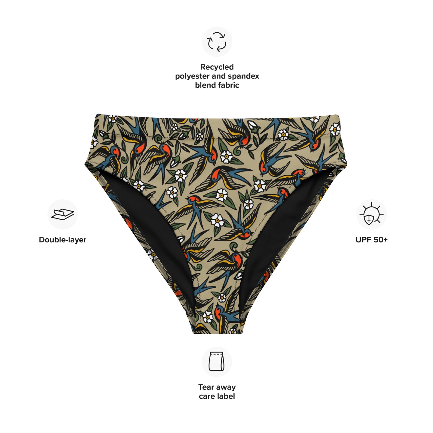Blue Bird Recycled high-waisted bikini bottom
