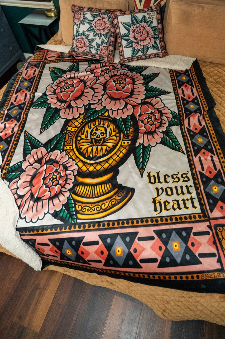 Peony Sherpa Fleece blanket