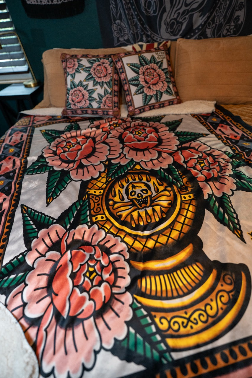 Peony Sherpa Fleece blanket