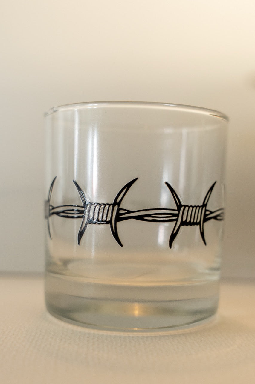 Barbed Wire Rocks Glass