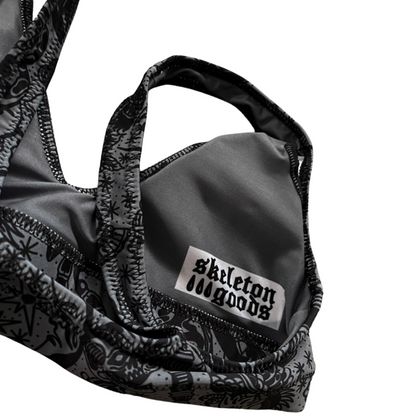 Dark Tattoo Flash Padded Bikini Top