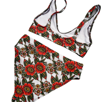 Summer Flowers Recycled High-Waisted Bikini Bottom