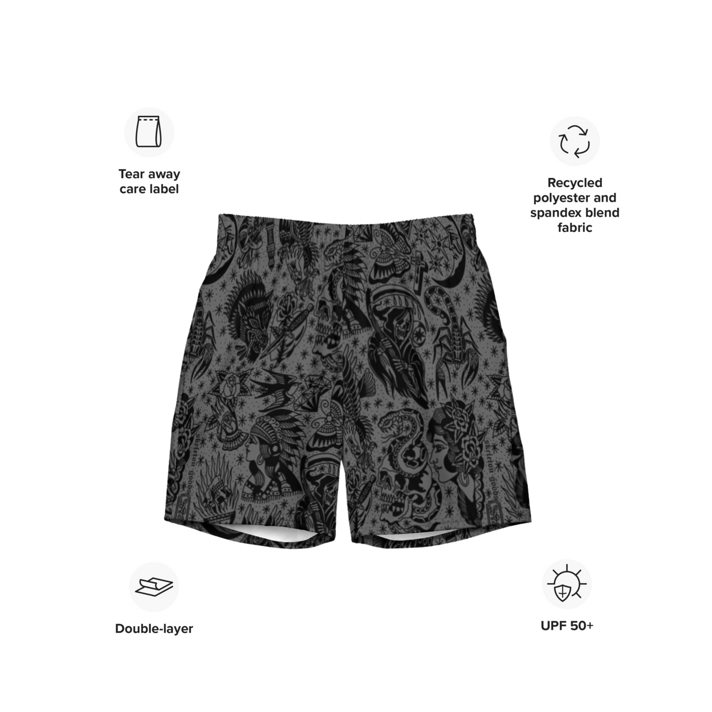 Dark Tattoo Flash Swim Trunks