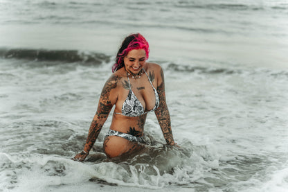 White Tattoo Flash Recycled high-waisted bikini bottom
