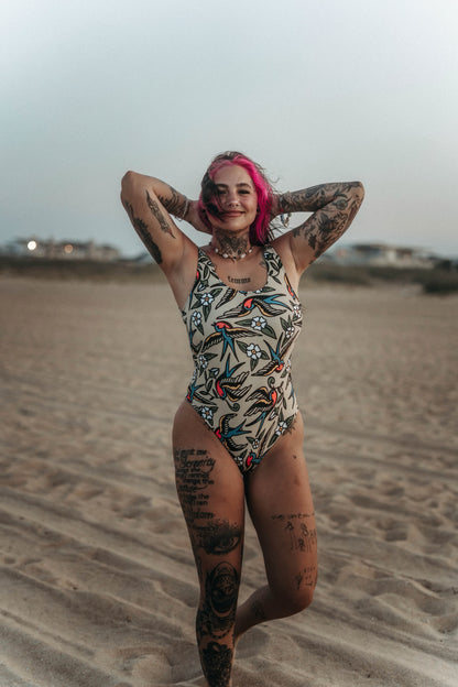 Blue Bird One-Piece Swimsuit