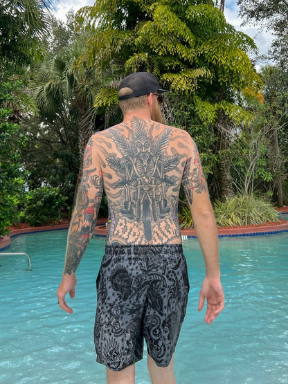 Dark Tattoo Flash Swim Trunks