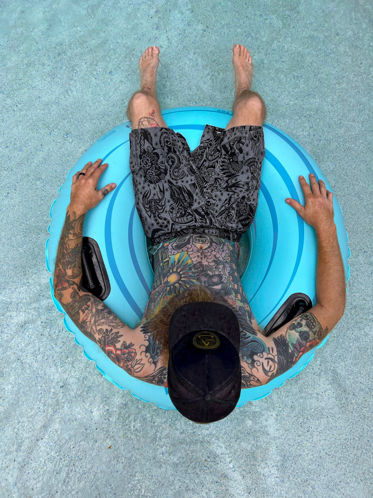 Dark Tattoo Flash Swim Trunks