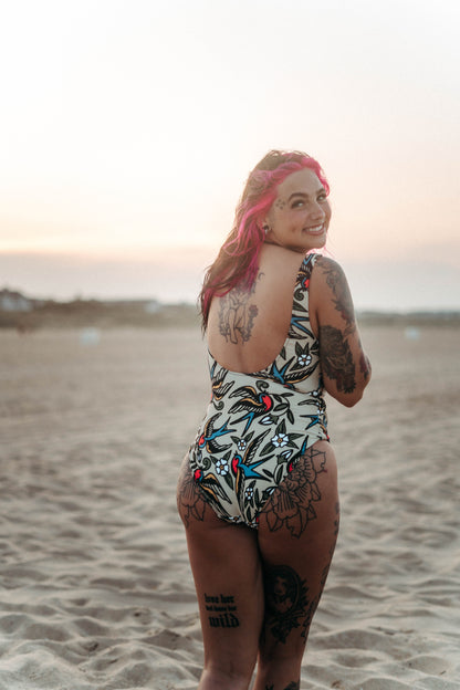 Blue Bird One-Piece Swimsuit