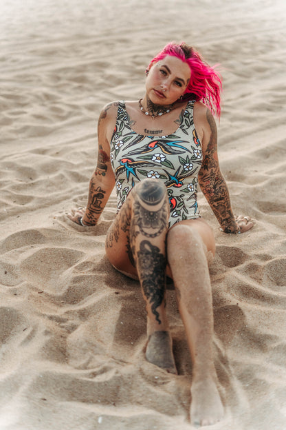 Blue Bird One-Piece Swimsuit