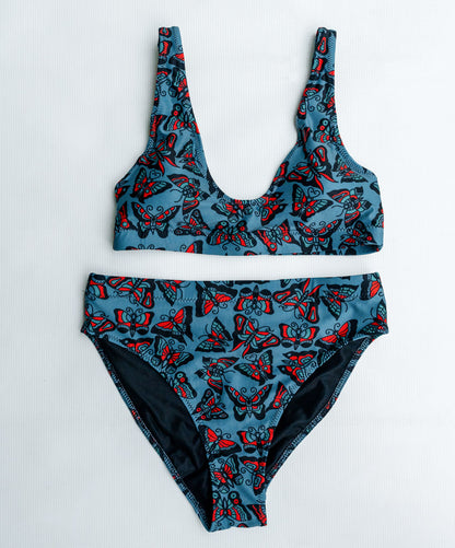 Butterfly High-Waist Bikini Bottoms (blue edition)