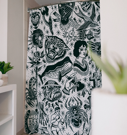 Black & White Tattoo Flash Shower Curtain!