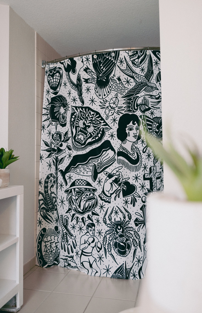 Black & White Tattoo Flash Shower Curtain!