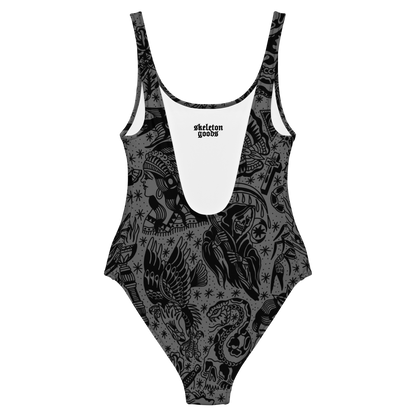 Dark Tattoo Flash One-Piece Swimsuit