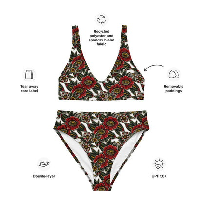 Summer Flowers Recycled High-Waisted Bikini Bottom