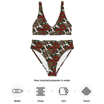 Summer Flowers Recycled High-Waisted Bikini Bottom