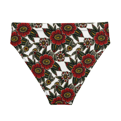 Summer Flowers Recycled High-Waisted Bikini Bottom