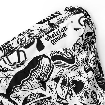 White Tattoo Flash Recycled high-waisted bikini bottom