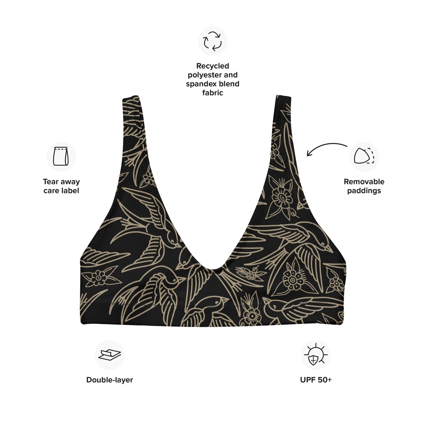 Free Bird Recycled padded bikini top