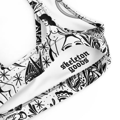 White Tattoo Flash Recycled Padded Bikini Top