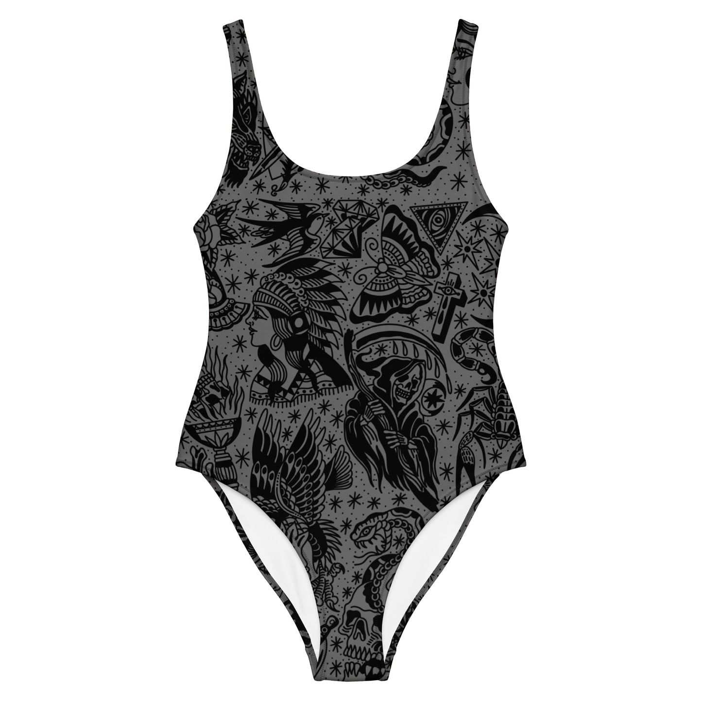 Dark Tattoo Flash One-Piece Swimsuit