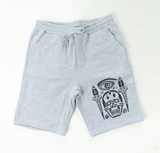 Skull fleece shorts (Grey)