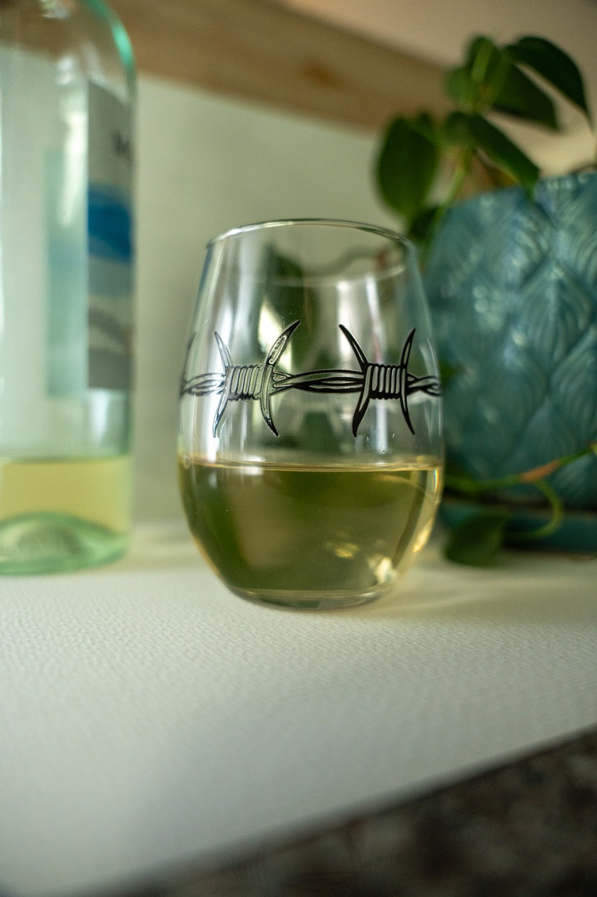 Barbed Wire Stemless wine glass