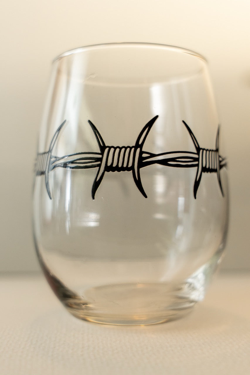 Barbed Wire Stemless wine glass