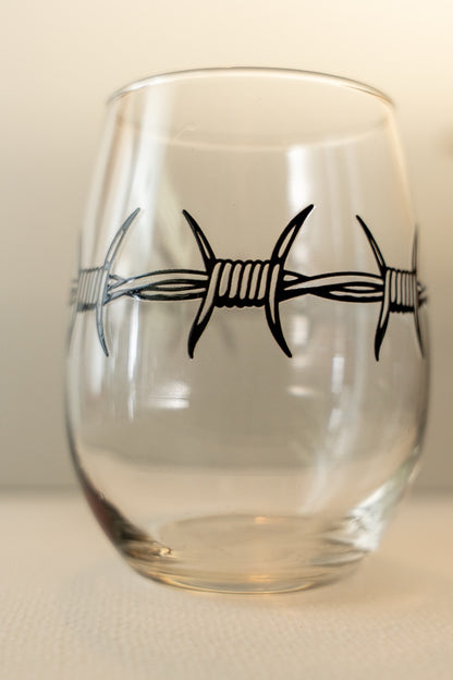 Barbed Wire Stemless wine glass