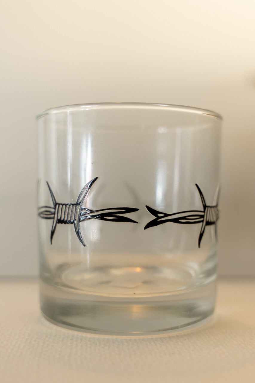 Barbed Wire Rocks Glass