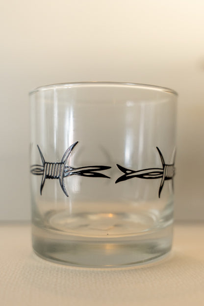 Barbed Wire Rocks Glass