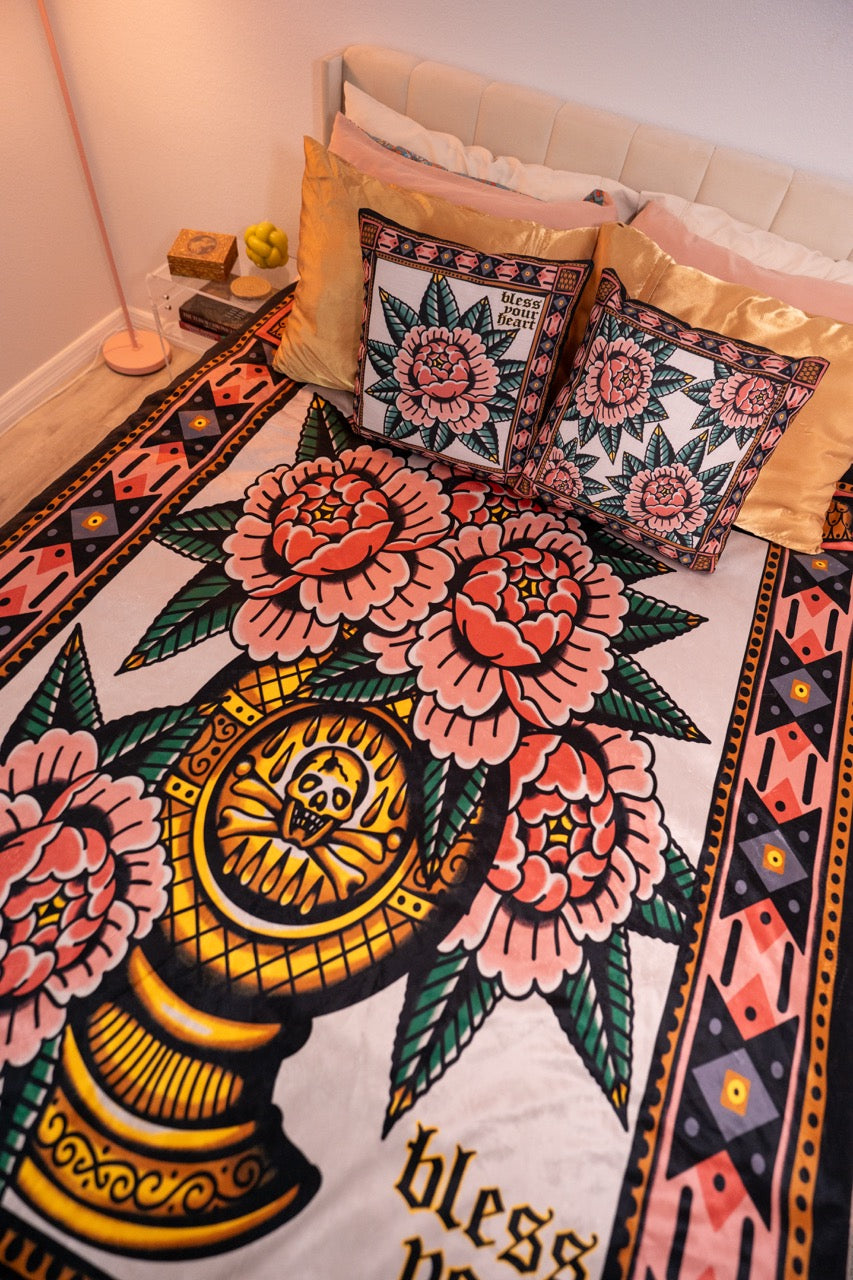 Peony Sherpa Fleece blanket