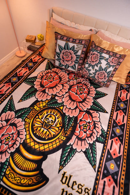 Peony Sherpa Fleece blanket
