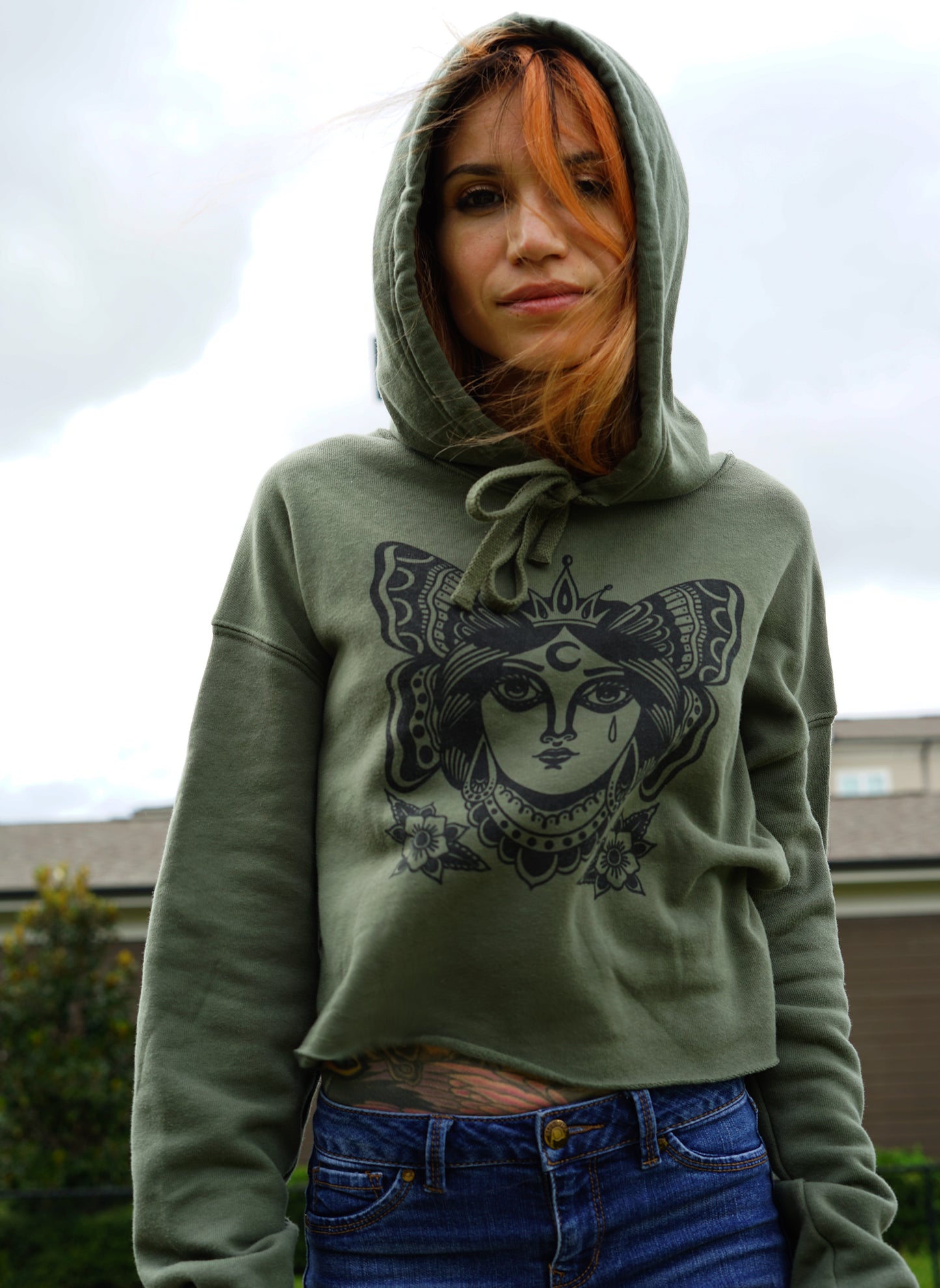 Butterfly Lady Cropped Hoodie